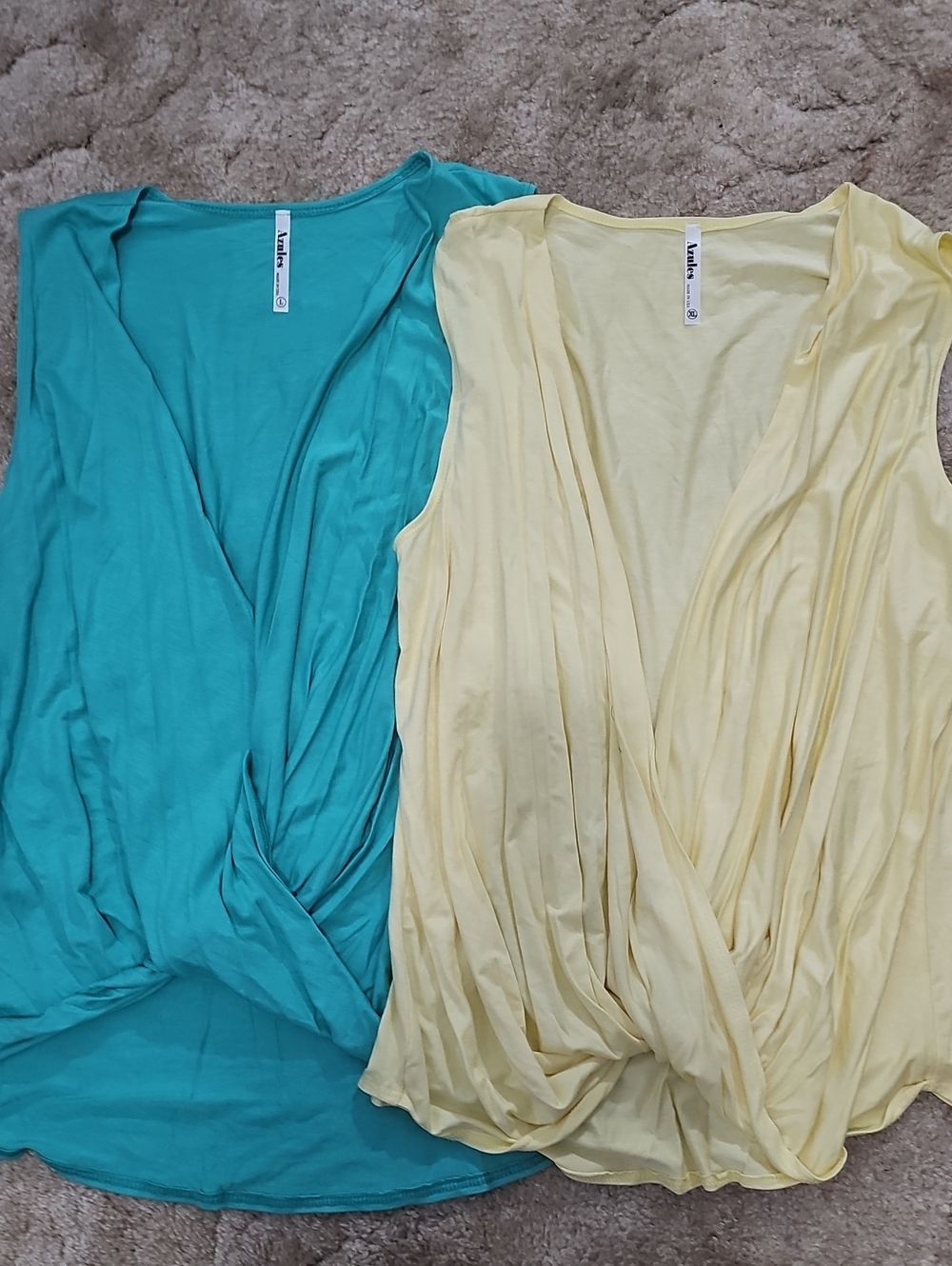 Twist-Front Draped Camisole - Teal & Pale Yellow